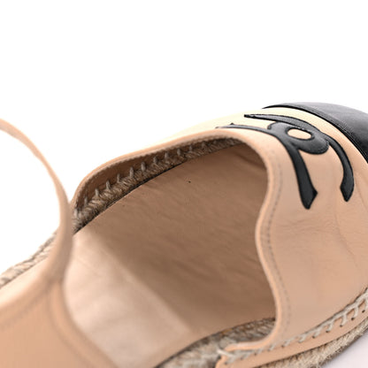 Chanel Lambskin Cap Toe CC Espadrille Sandals 42 Beige Black 12 of 13