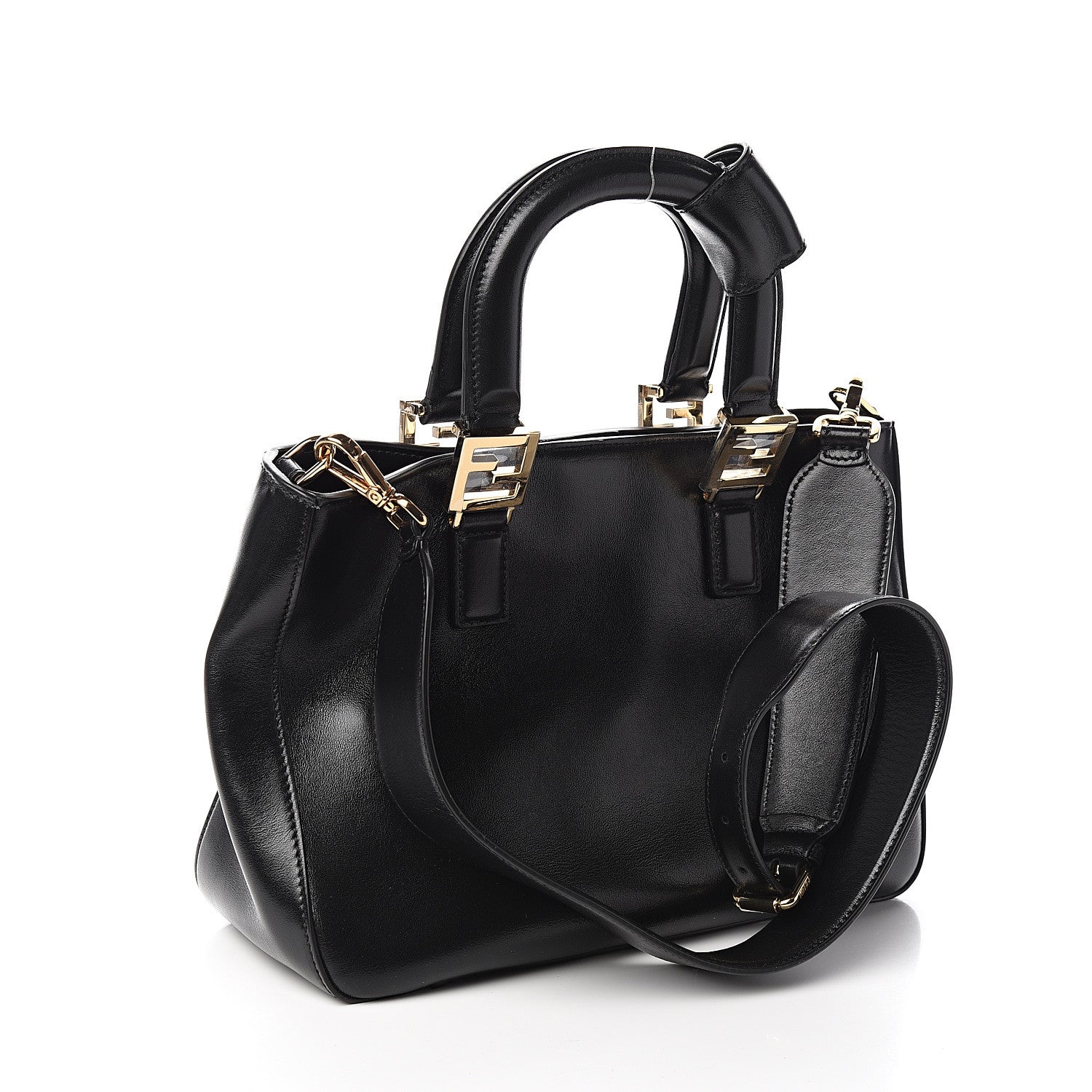 Fendi Vitello Glacier Small FF Tote Black 2 of 9