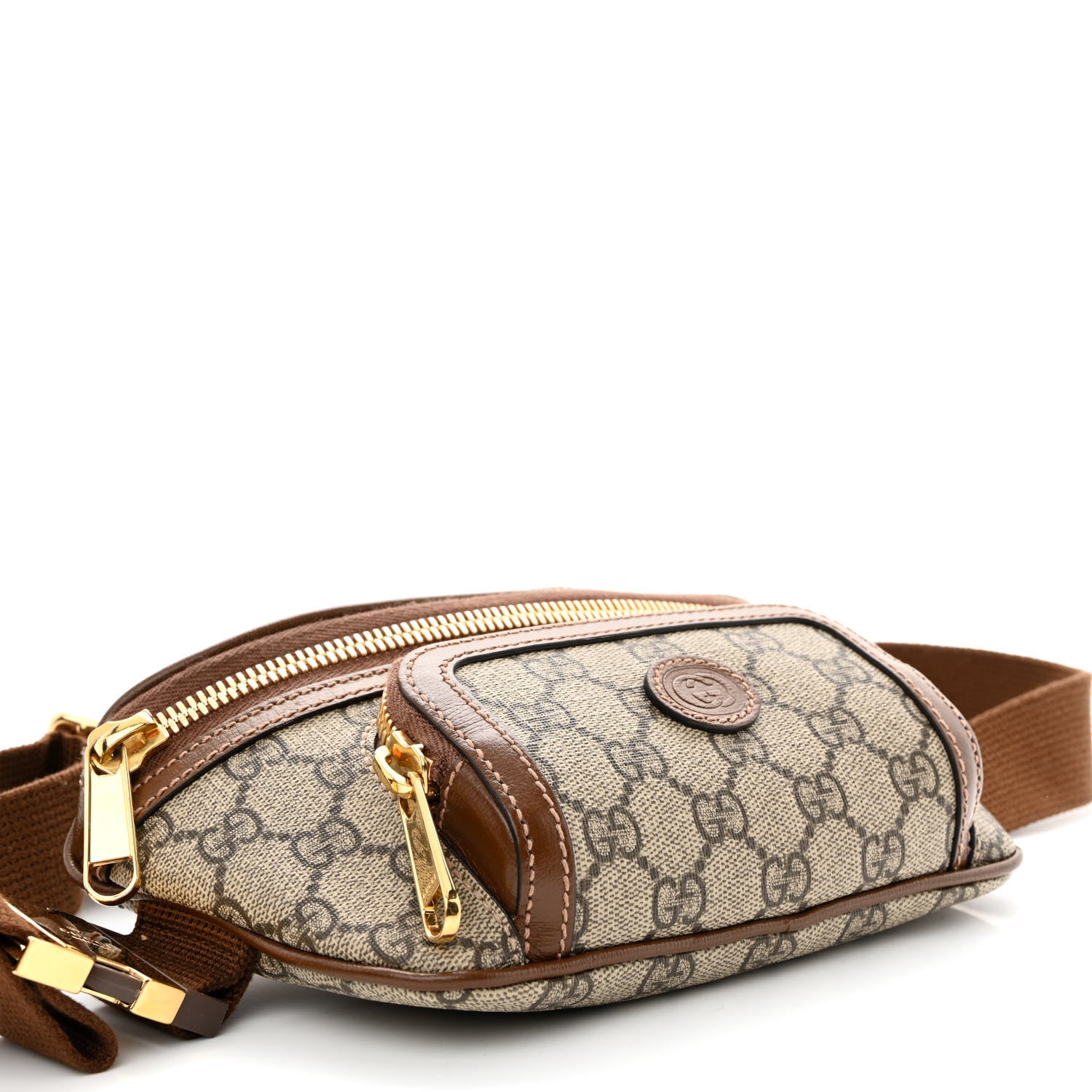 Gucci GG Supreme Monogram Textured Calfskin Retro Interlocking G Belt Bag Beige Ebony Brown Sugar 4 of 10