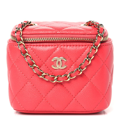 Chanel Caviar Quilted Mini Vanity Case With Chain Red 1 of 11