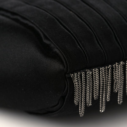 Chanel Satin Vertical Pleats Chain Fringe Evening Bag Black 9 of 9