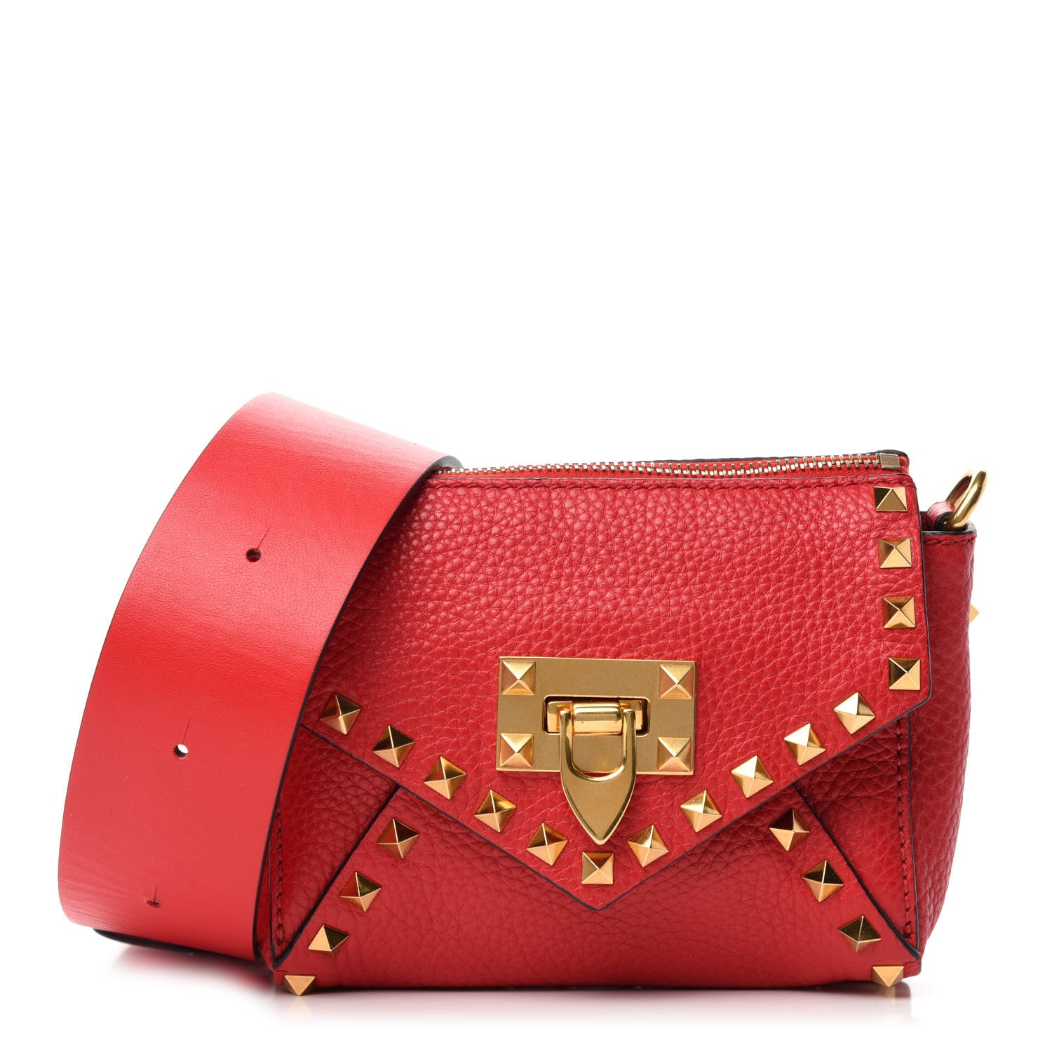 Valentino Garavani Grainy Calfskin Small Rockstud Hype Shoulder Bag Red 1 of 9
