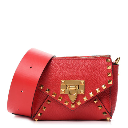 Valentino Garavani Grainy Calfskin Small Rockstud Hype Shoulder Bag Red 1 of 9