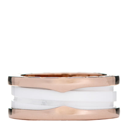Bulgari 18K Rose Gold White Ceramic B.Zero1 Two-Band Ring 54 6.75 1 of 5