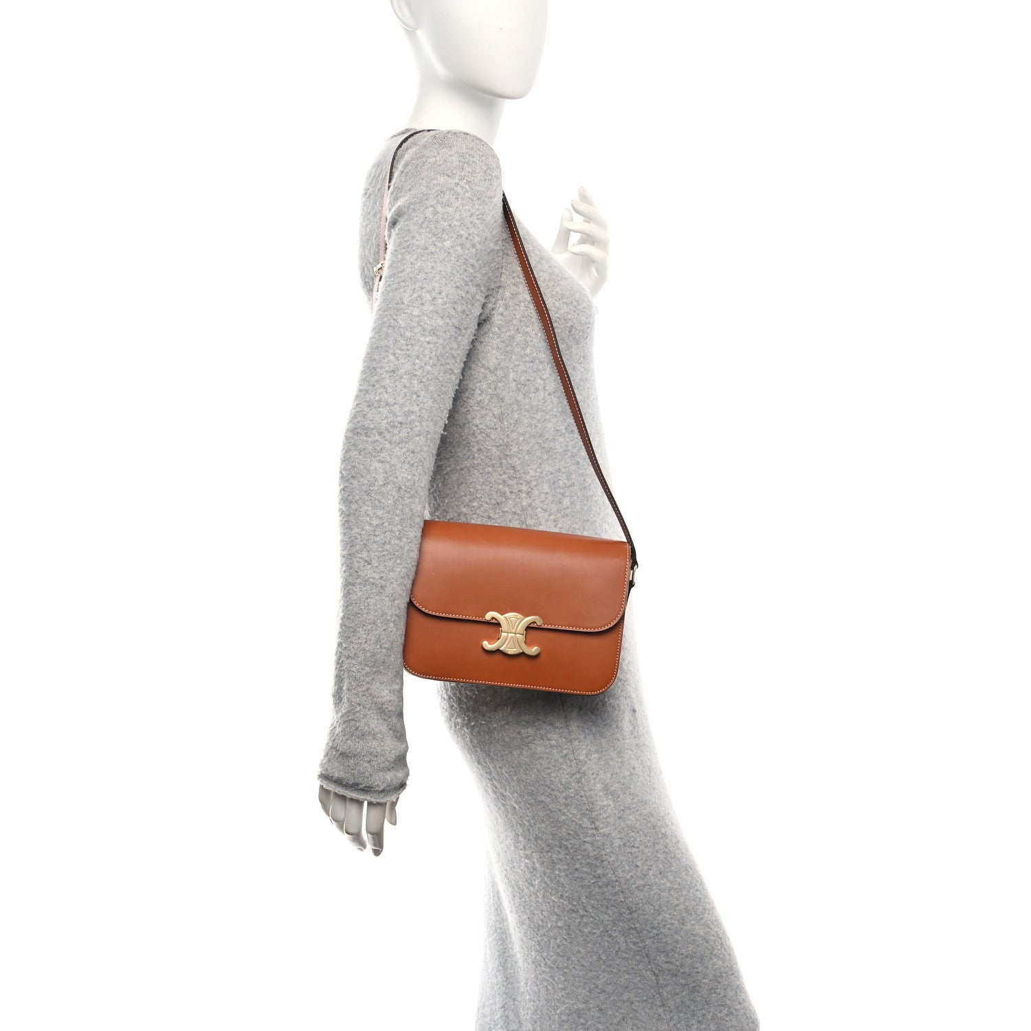 Celine Natural Calfskin Medium Triomphe Tan 2 of 9