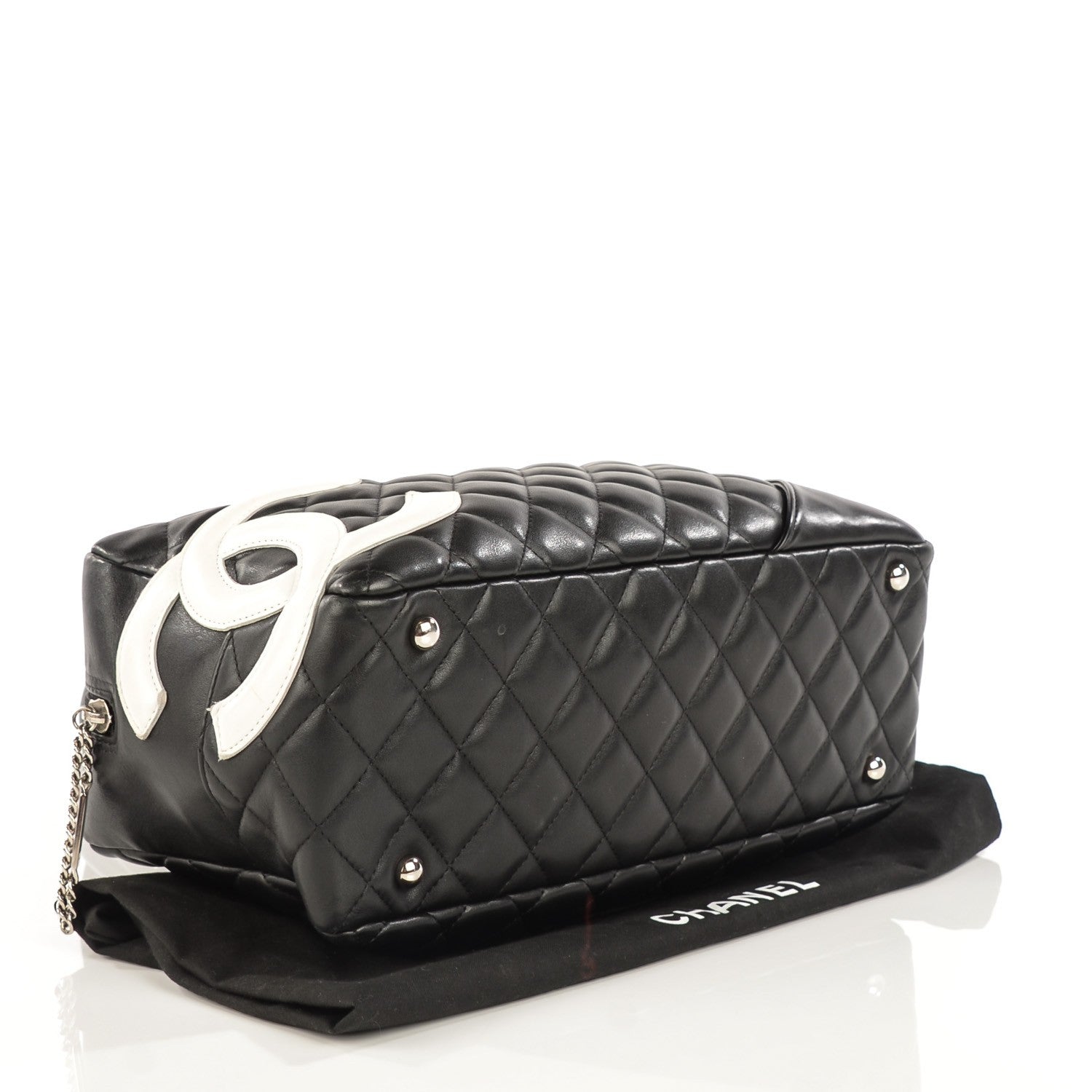 Chanel Calfskin Quilted Large Cambon Bowler Black White 4 of 7