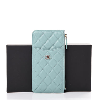 Chanel Caviar Quilted Classic Flat Wallet Pouch Light Blue 7 of 7