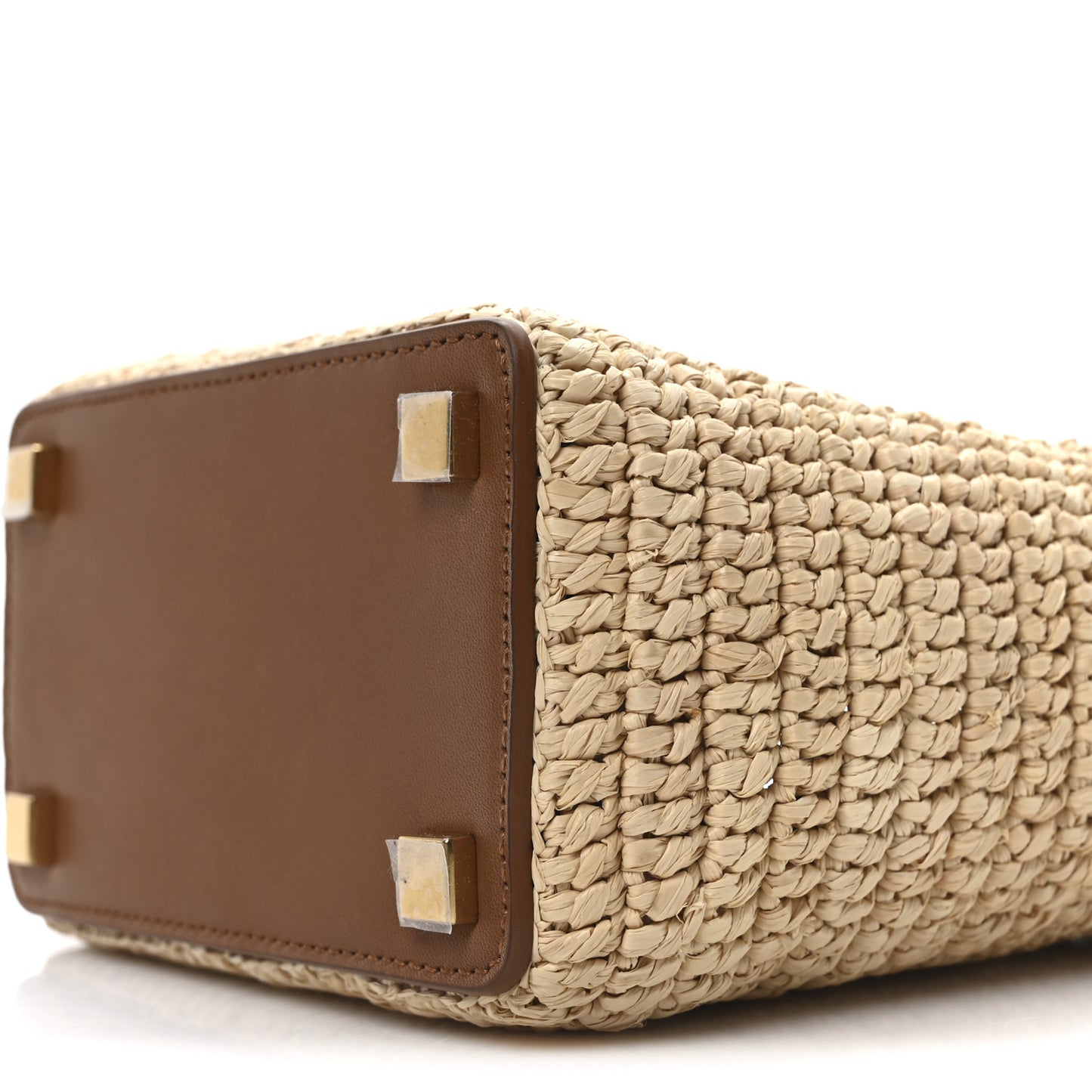 Raffia Vegetable Tanned Calfskin Le 37 Mini Bucket Bag Natural Brick
