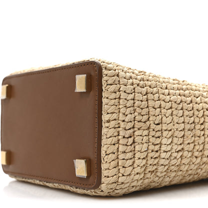 Saint Laurent Raffia Vegetable Tanned Calfskin Le 37 Mini Bucket Bag Natural Brick 9 of 9