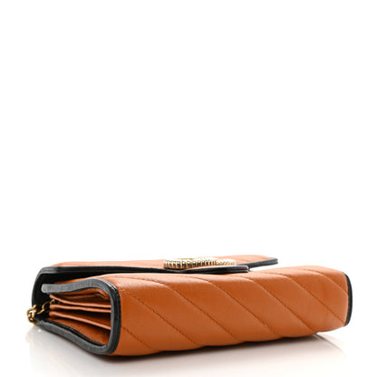 Gucci Vintage Effect Calfskin Matelasse Diagonal Torchon GG Marmont Chain Wallet Cognac 4 of 9