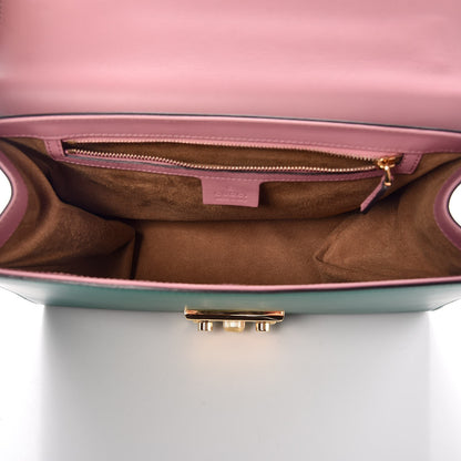 Gucci Moon Calfskin Bi-Color Medium Padlock Shoulder Bag Carmine Rose Green 6 of 8