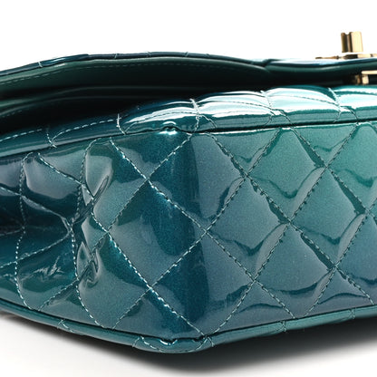 Chanel Shaded Patent Calfskin Quilted Medium Double Flap Green Blue 9 of 10