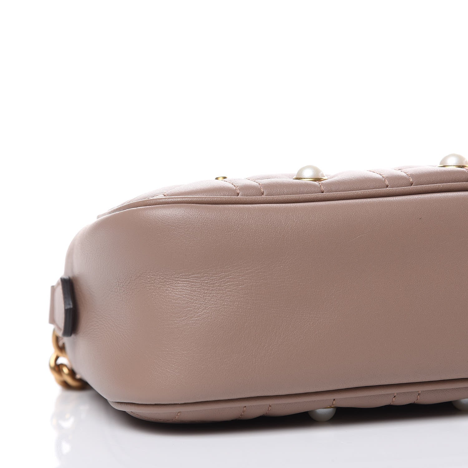Gucci Calfskin Matelasse Studded Small Pearly GG Marmont Chain Shoulder Bag Porcelain Rose 8 of 9