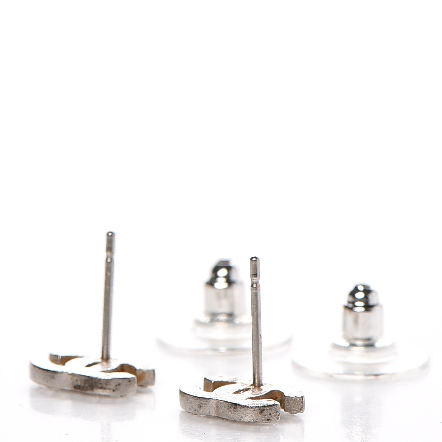 Chanel Crystal Mini Timeless CC Earrings Silver 3 of 4