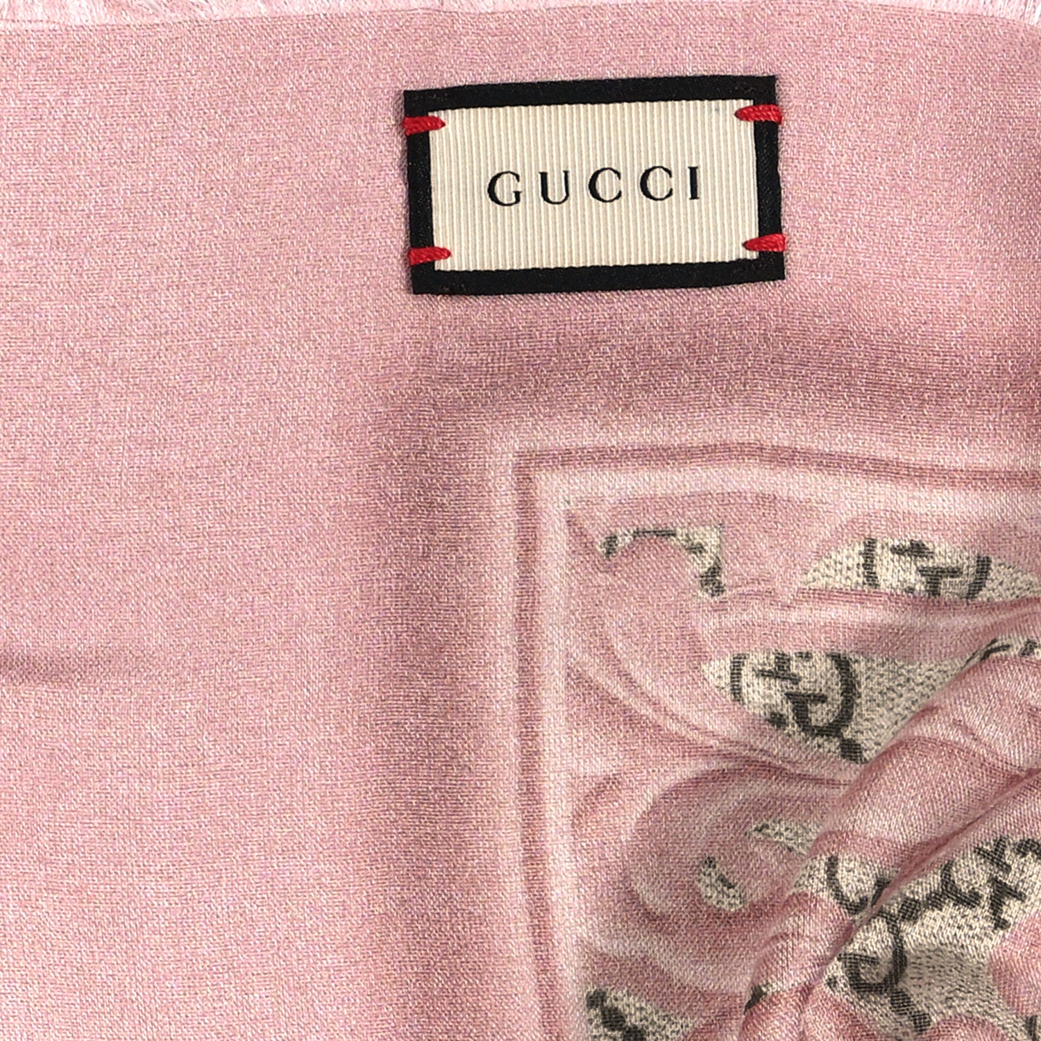 Gucci Modal Silk GG Monogram Big Arabesque Shawl Beige Pink 2 of 3