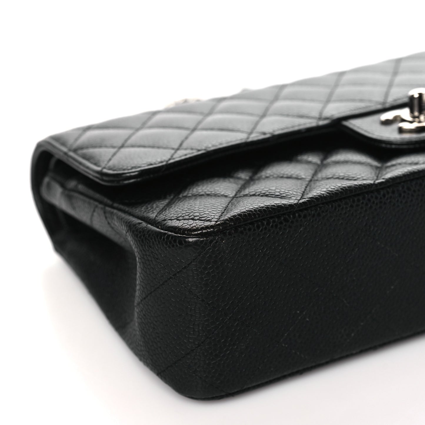 Caviar Quilted Medium Double Flap Black