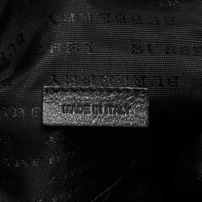 Burberry Leather Check Embossed Tote Bag Black 8 of 9