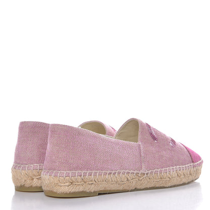 Chanel Toile Sequin CC Espadrilles 39 Pink Dark Pink 4 of 10