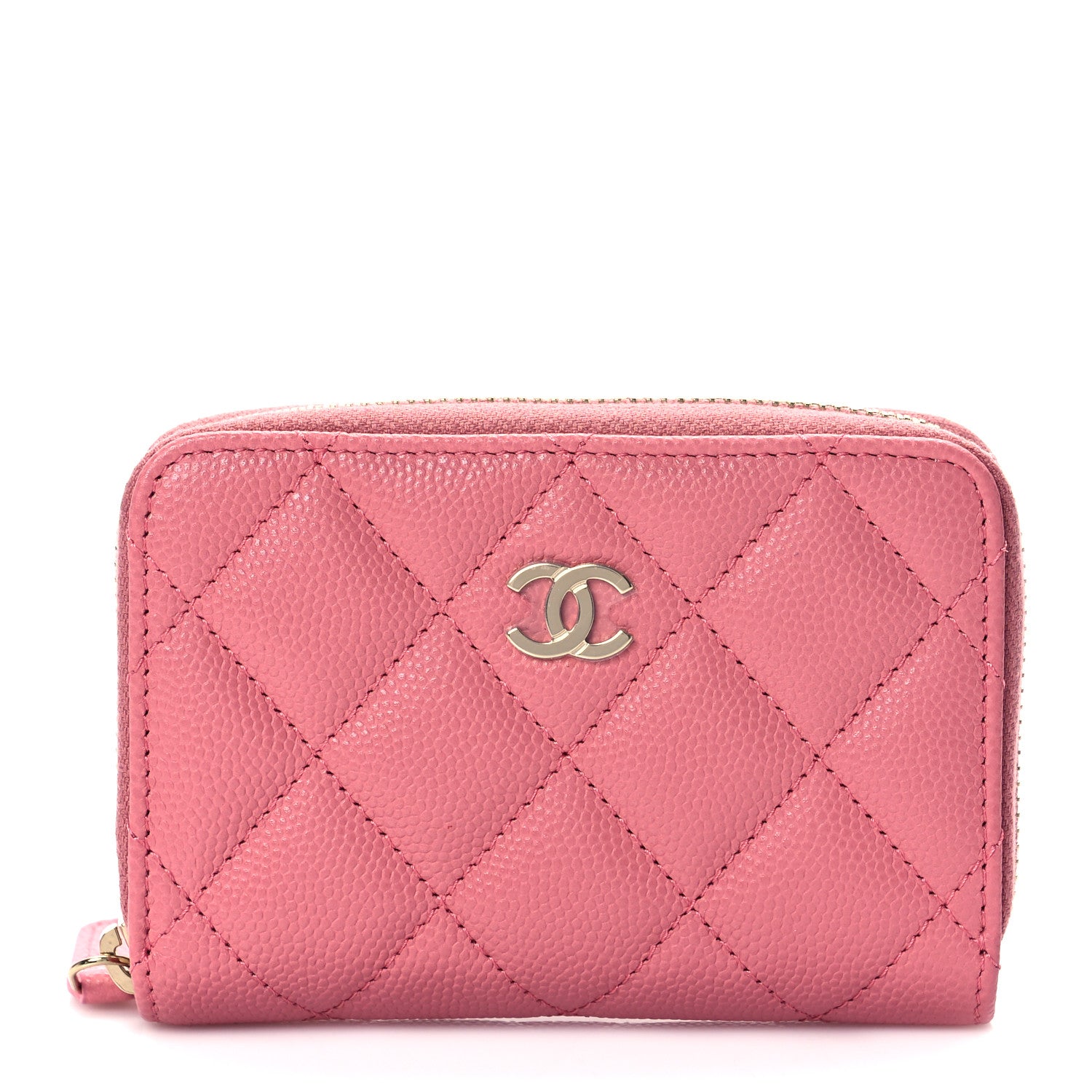 Chanel Caviar Quilted Zip Coin Purse Dark Pink 1 of 9