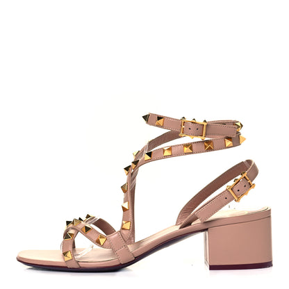 Valentino Garavani Nappa Rockstud Flair Ankle Wrap 45mm Sandals 37 Rose Cannelle 1 of 8