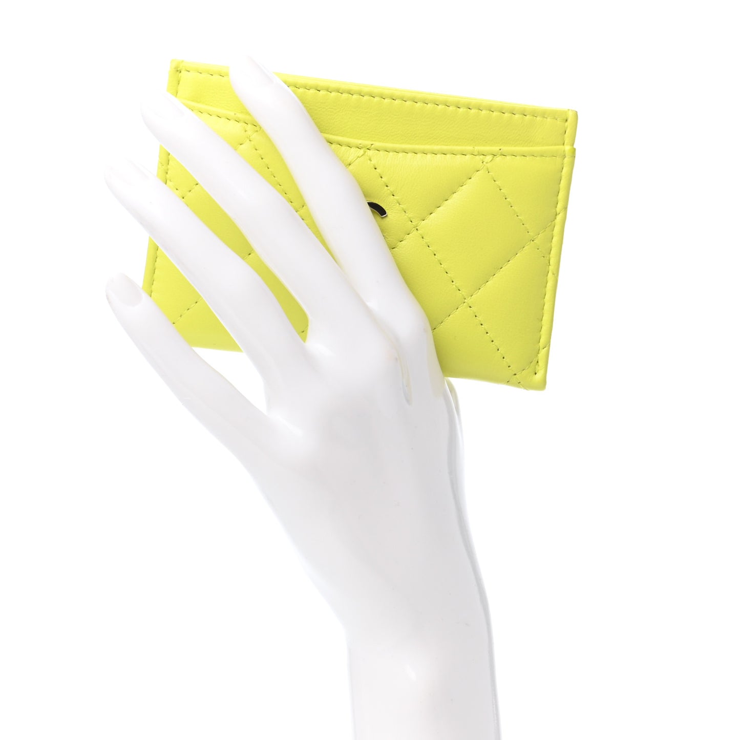 Lambskin Quilted Card Holder Yellow