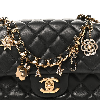 Chanel Lambskin Quilted Mini Coco Charms Rectangular Flap Black 7 of 10