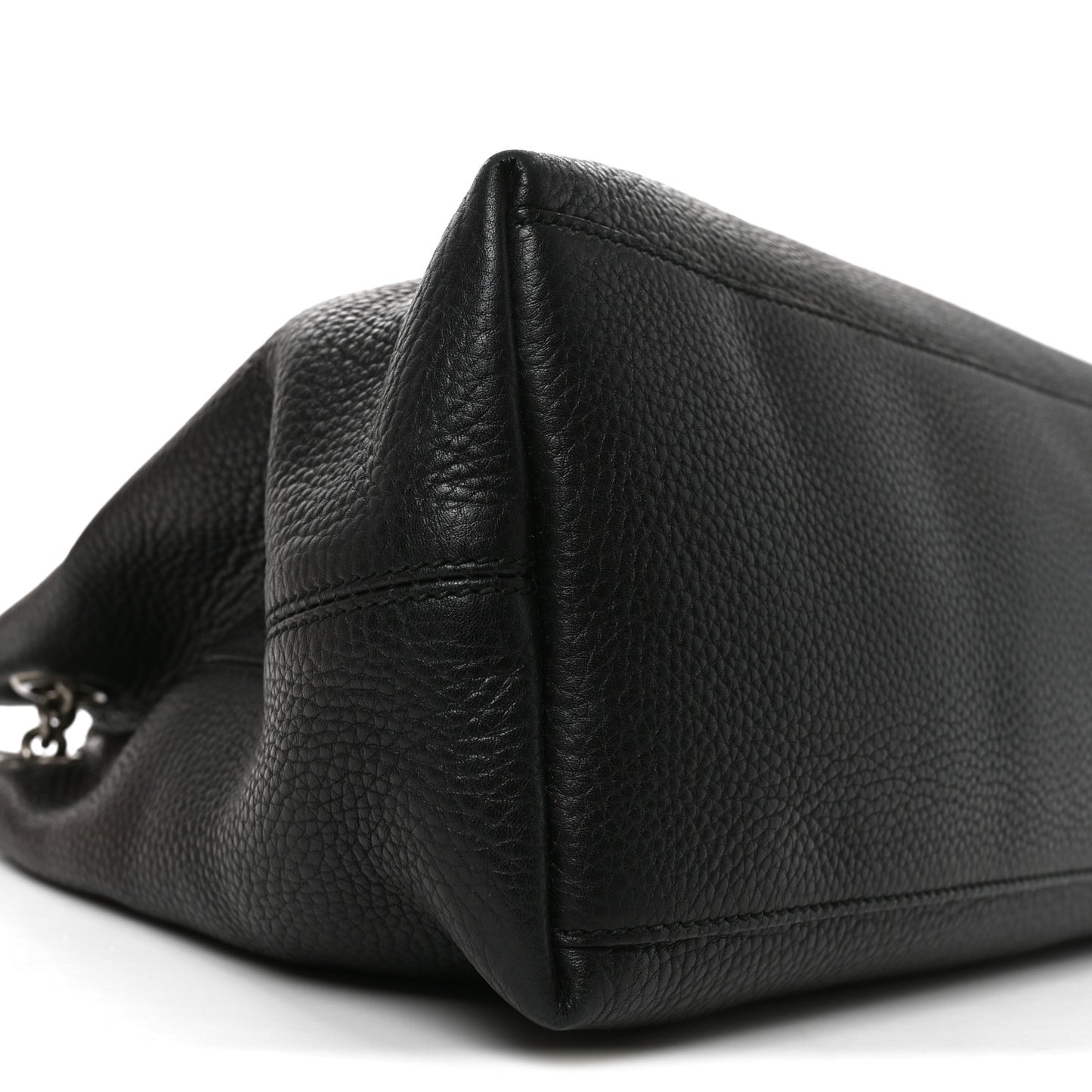 Pebbled Calfskin Studded Medium Soho Chain Shoulder Bag Black