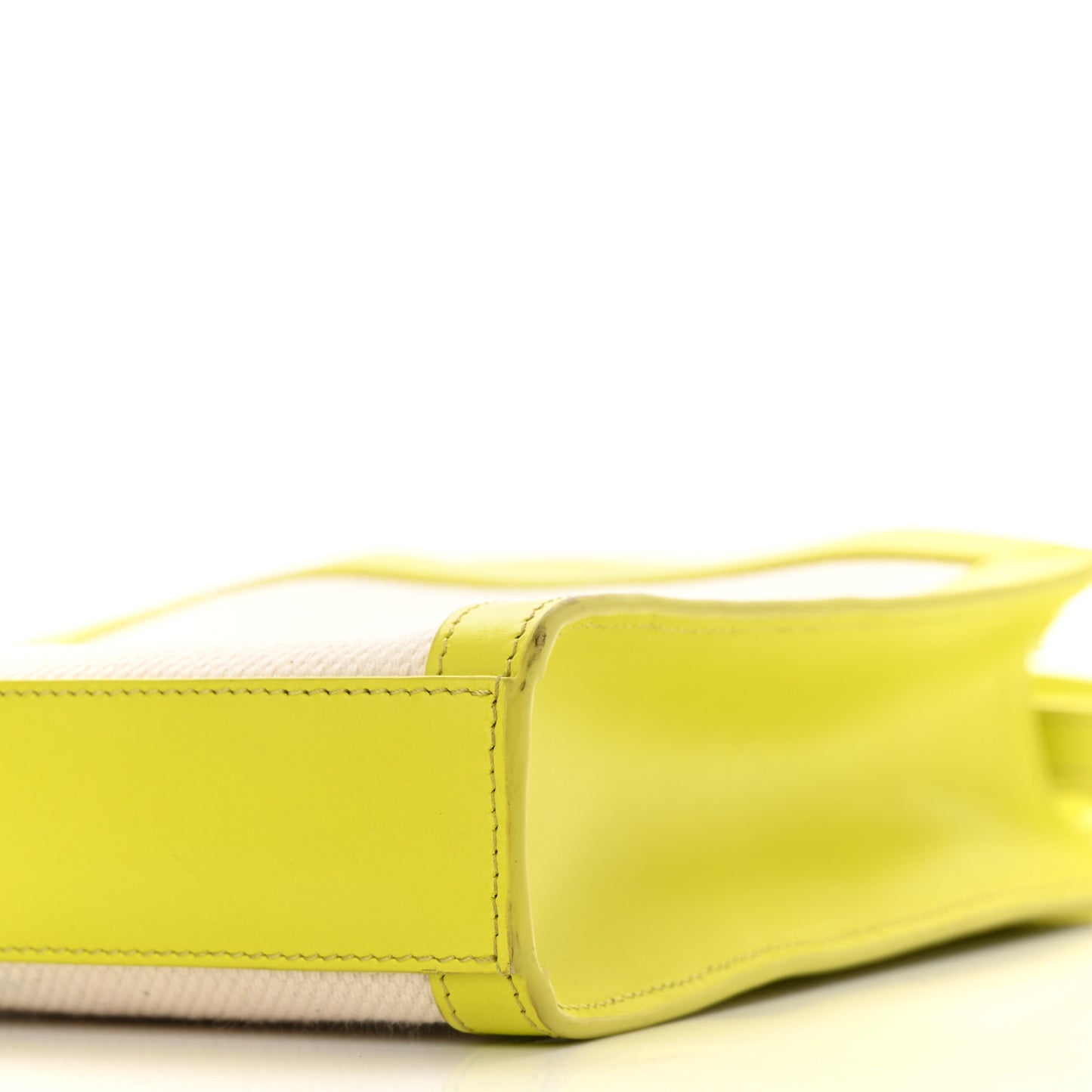 Canvas Calfskin Mini Vertical Cabas Neon Yellow