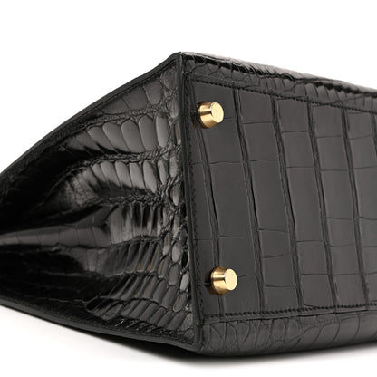 Hermes Shiny Alligator Kelly Sellier 32 Black 24 of 34
