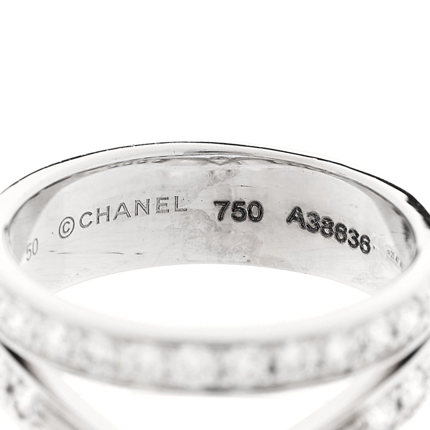Chanel 18K White Gold Diamond Ruban Suspended Solitaire Ring 49 5 4 of 5