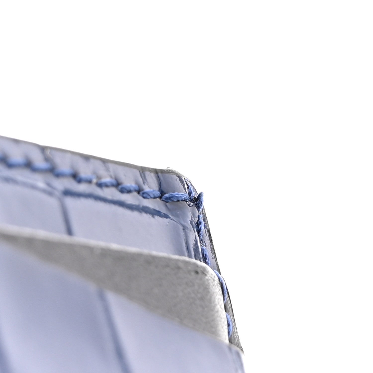 Alexander McQueen Patent Crocodile Embossed Skull Card Holder Navy 8 of 9