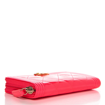 Chanel Patent Quilted Small Boy Zip Around Wallet Pink 4 of 8