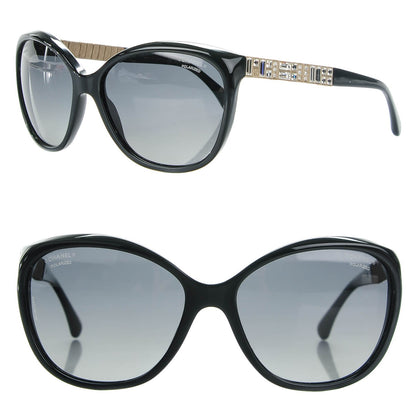 Chanel Crystal Baguette Polarized Cat Eye Sunglasses 5309-B Black 1 of 6