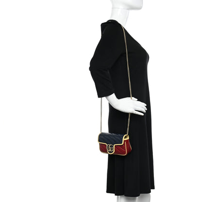 Gucci Azalea Calfskin Matelasse Diagonal Super Mini Torchon GG Marmont Shoulder Bag Blue Agata New Cherry Red Butter 2 of 11