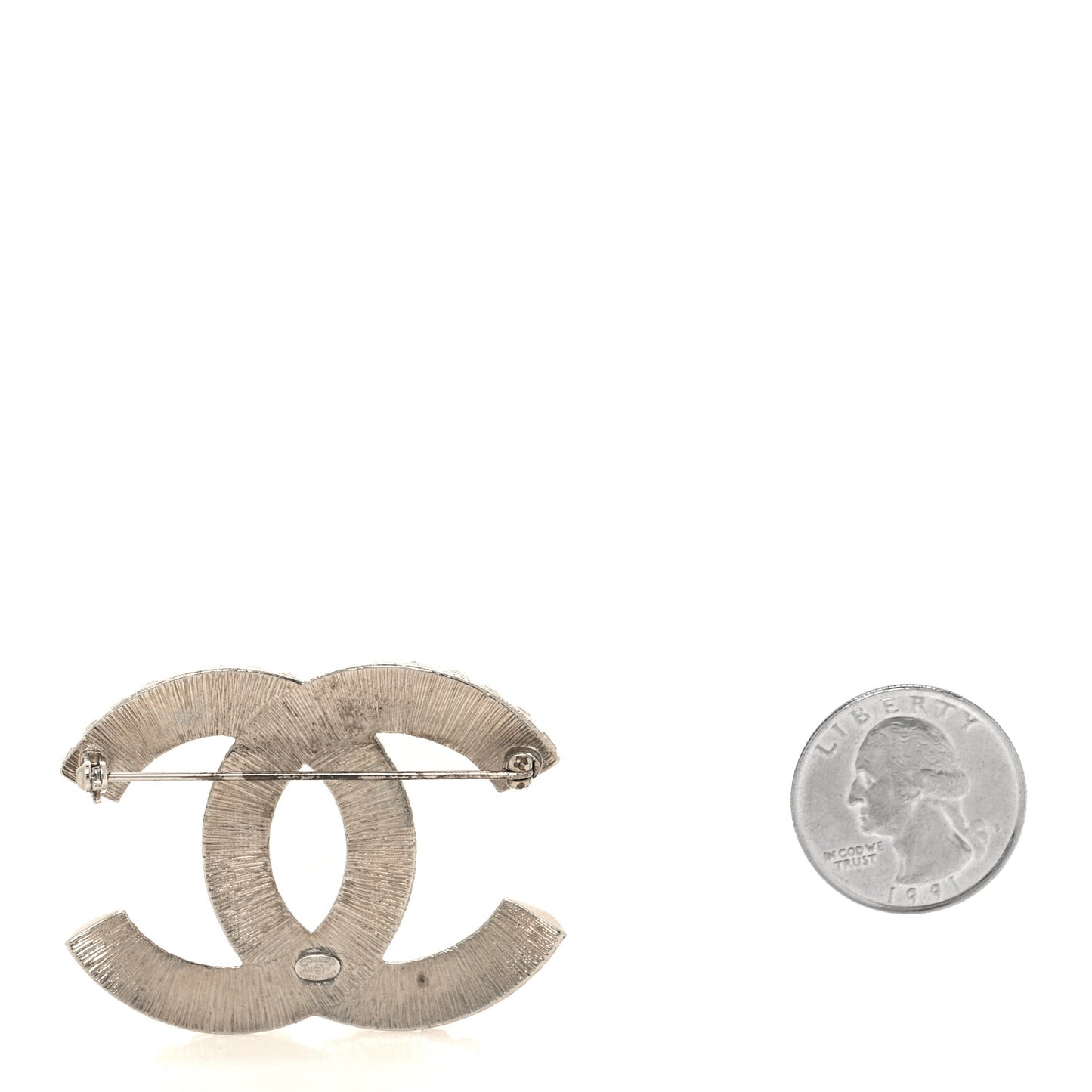 Baguette Crystal CC Brooch Silver