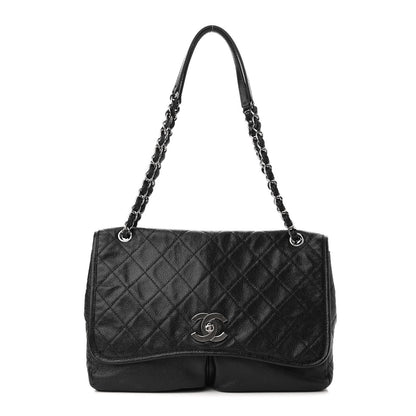 Chanel Grained Calfskin Large Natural Beauty Flap Black 1 of 10