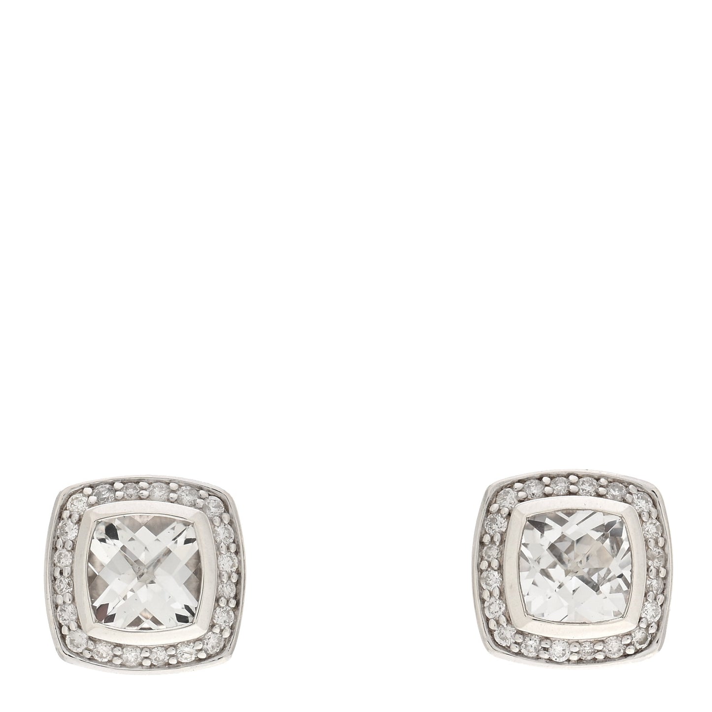 Sterling Silver Diamond White Topaz 7mm Petite Albion Earrings