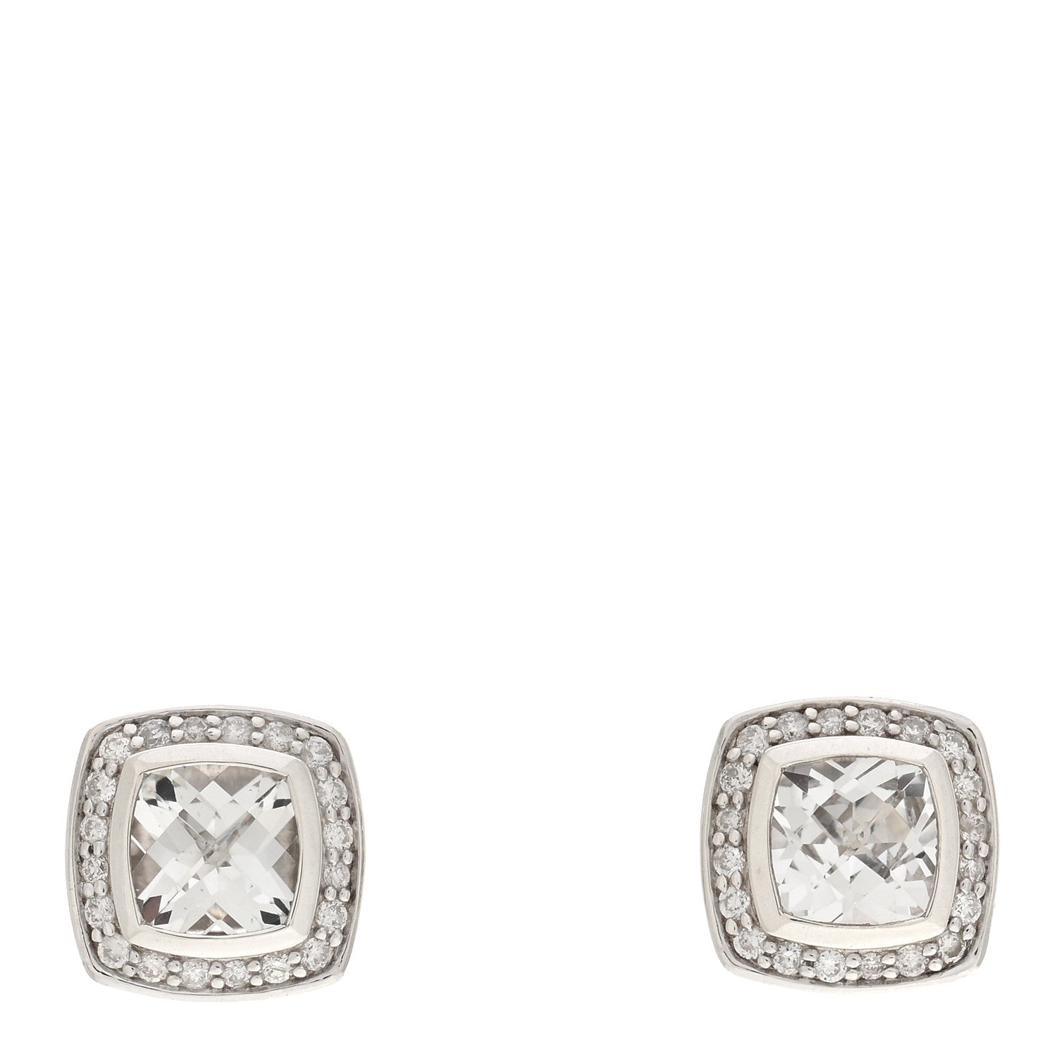 David Yurman Sterling Silver Diamond White Topaz 7mm Petite Albion Earrings 1 of 4