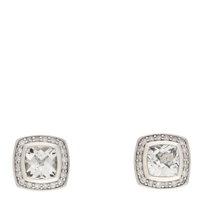 David Yurman Sterling Silver Diamond White Topaz 7mm Petite Albion Earrings 1 of 4