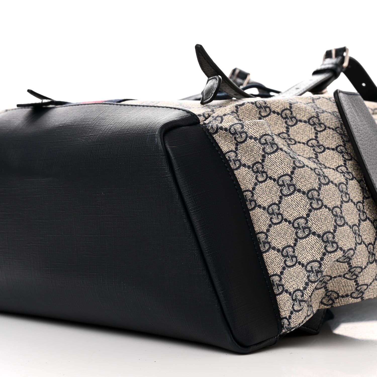 Gucci GG Supreme Monogram Medium Ophidia Double Buckle Backpack Beige Blue Black 11 of 11