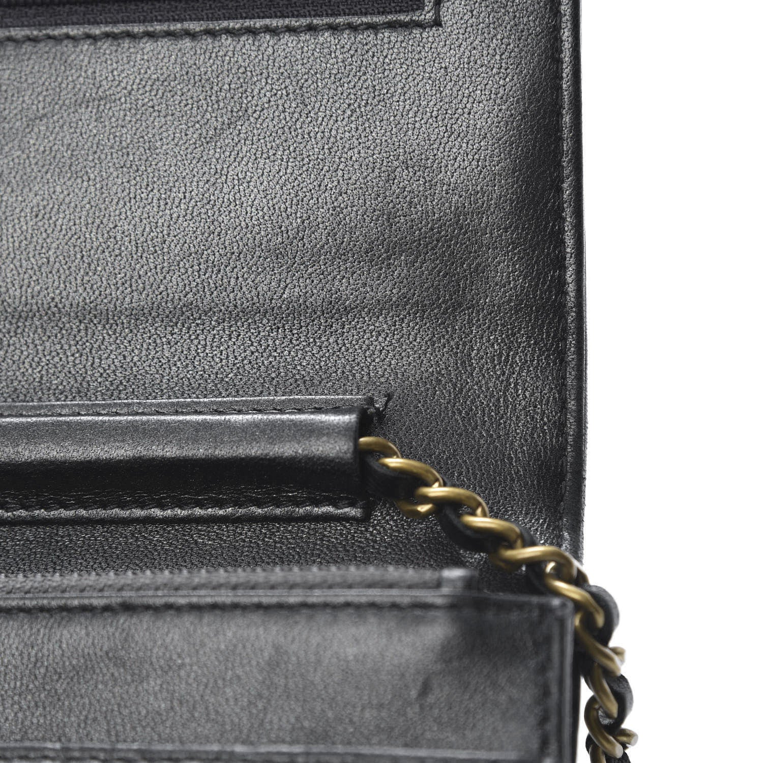 Chanel Lambskin Camellia Embossed Wallet on Chain WOC Black 12 of 15