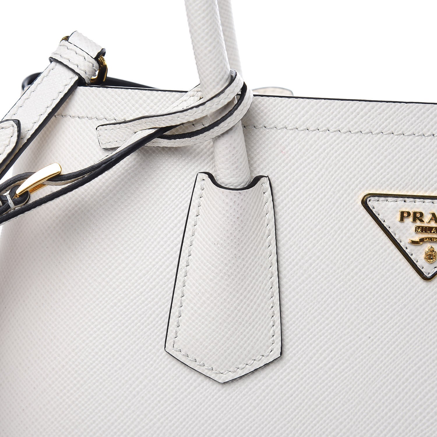 Prada Saffiano Cuir Small Double Bag White Black 13 of 15