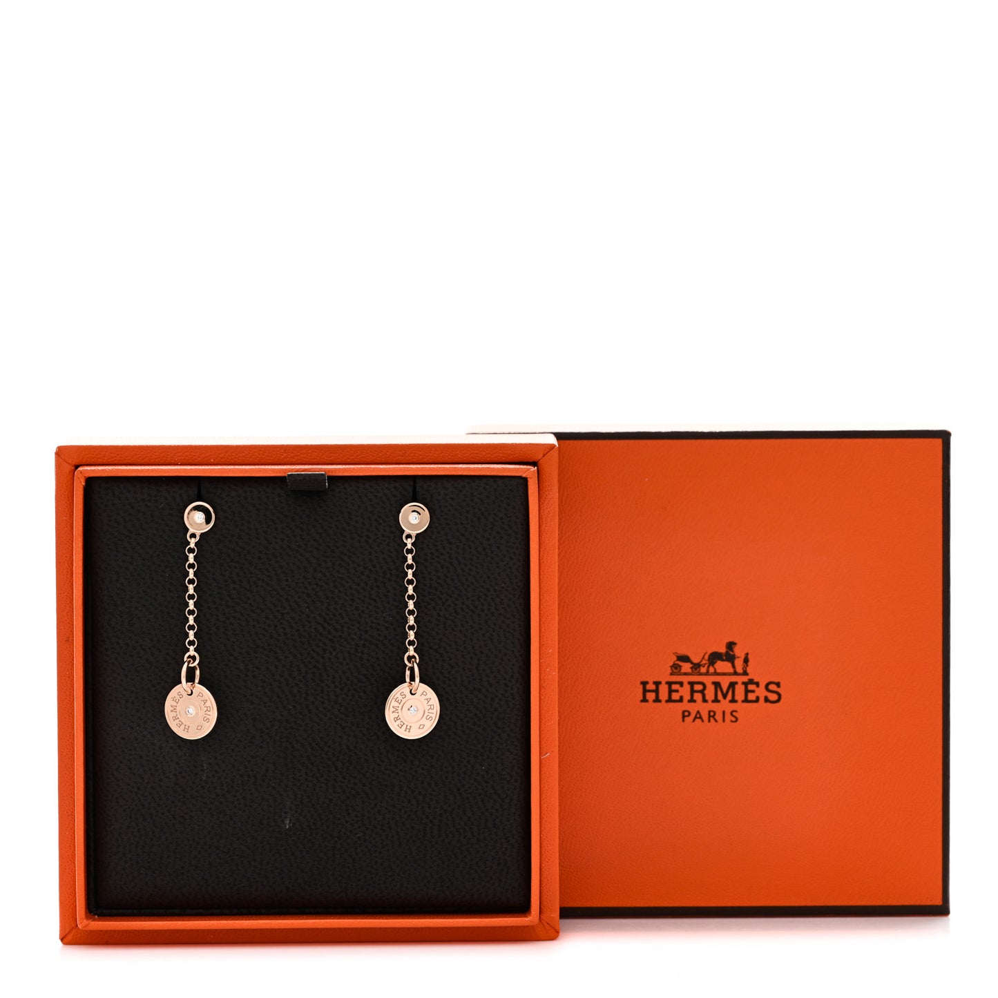 18K Rose Gold Diamond Gambade Clou de Selle Earrings