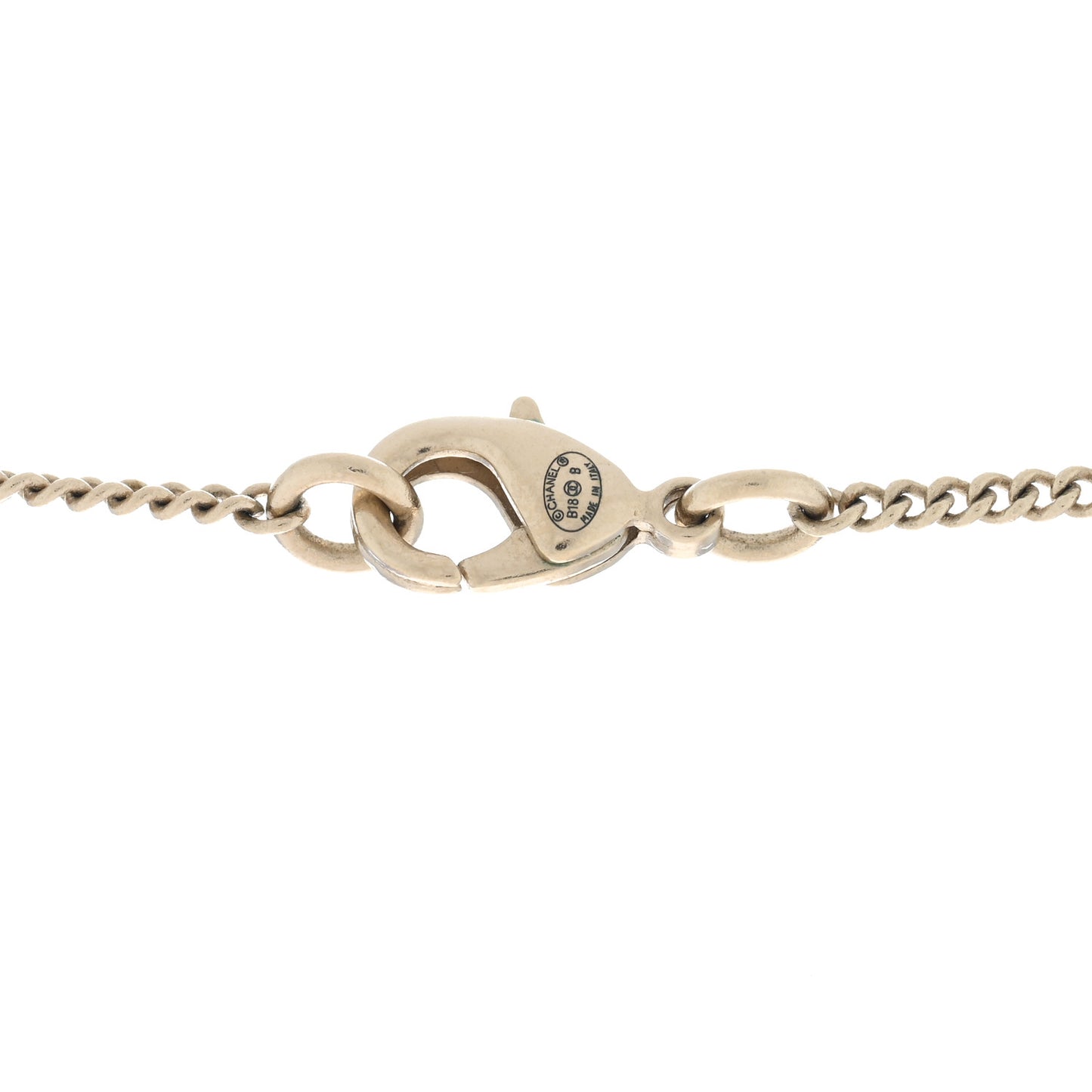 Pearl Crystal CC Pendant Necklace Gold