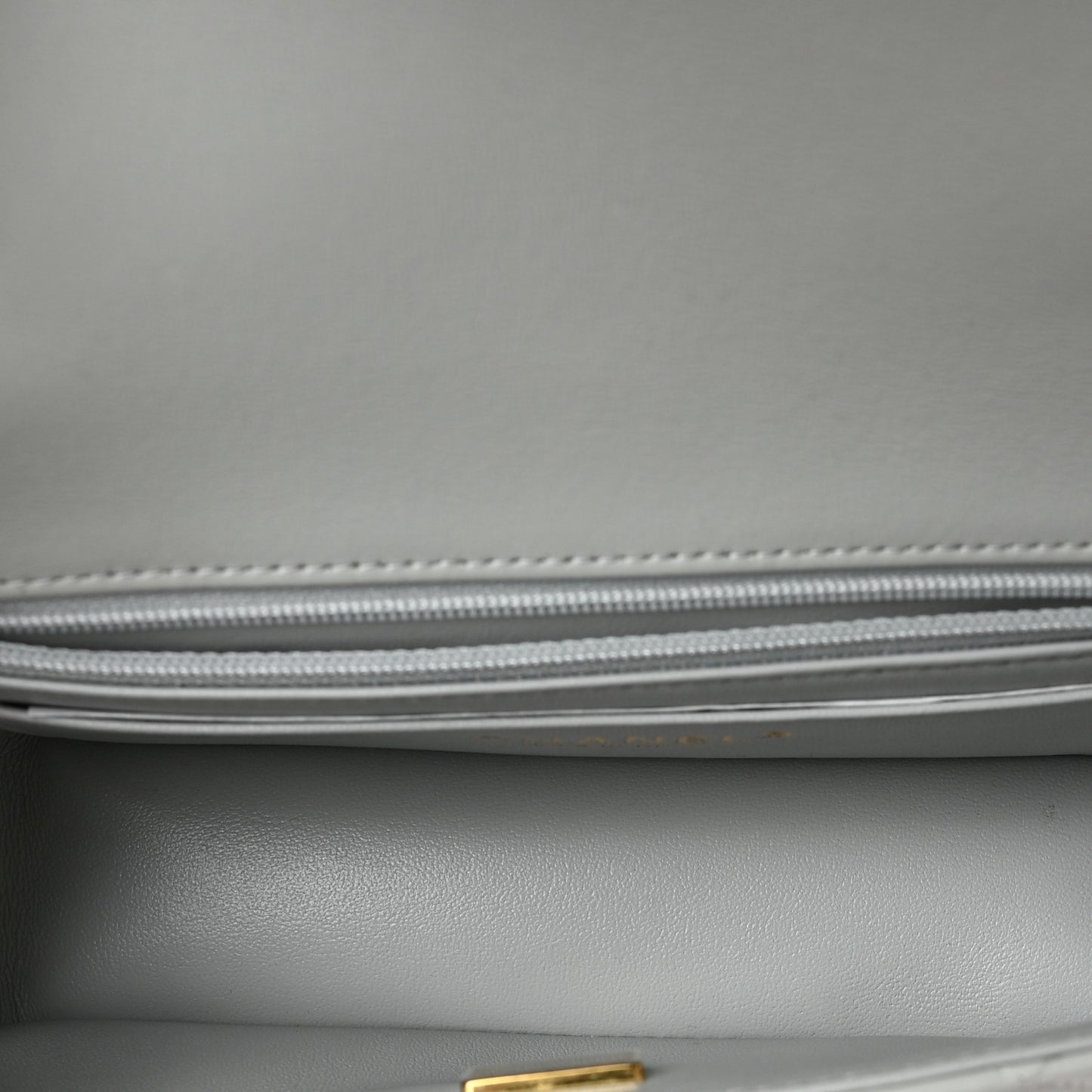 Lambskin Quilted Mini Rectangular Flap Grey