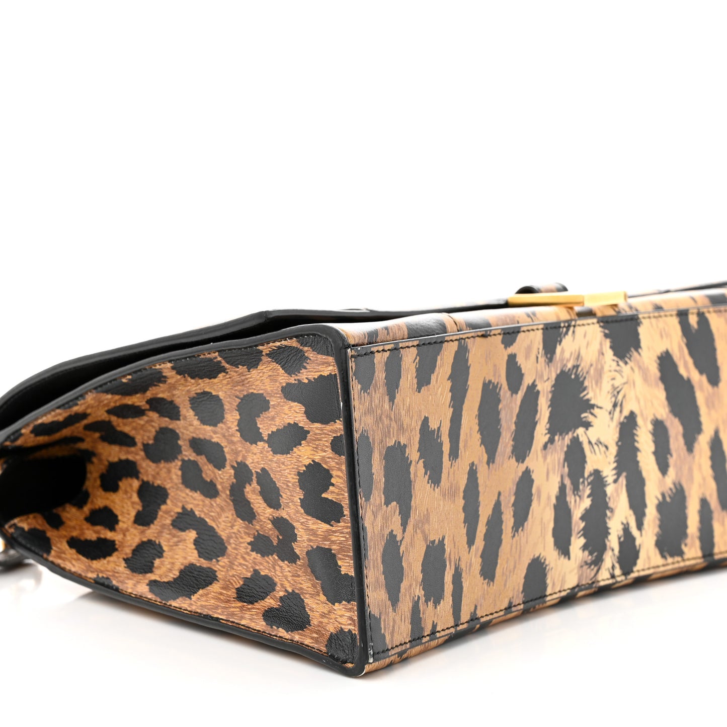 Smooth Calfskin Leopard Print Medium Hourglass Top Handle Bag Beige