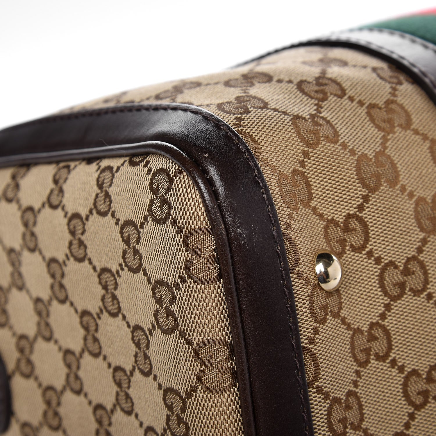 Gucci Monogram Vintage Web Medium Boston Dark Brown 8 of 11