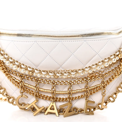 Chanel Lambskin Quilted All About Chains Waist Belt Bag White 8 of 11