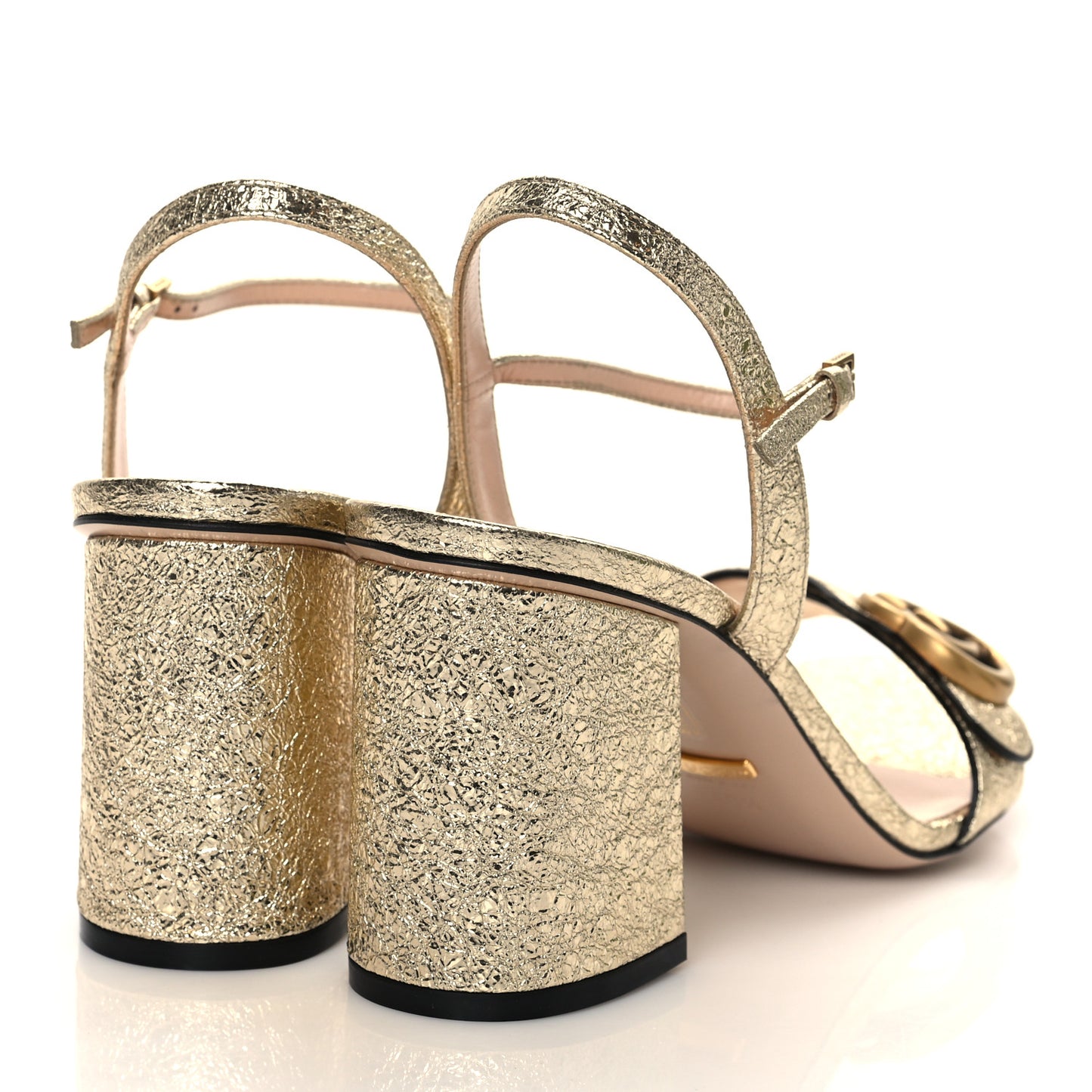 Galassia GG Marmont Ankle Wrap 75mm Sandals 40.5 Platino