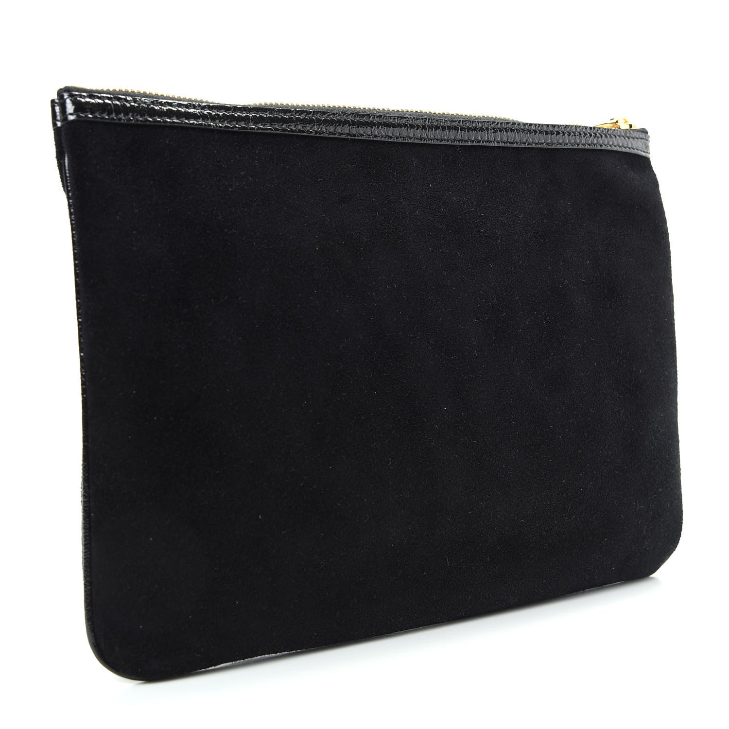 Gucci Suede Patent Large Ophidia Pouch Clutch Black 3 of 7
